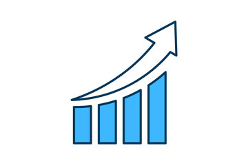 Poster - bar chart with arrow icon vector. Icon related to graph and seo . suitable for web site, app, user interfaces, printable etc. solid icon style. simple vector design editable