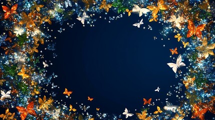 Wall Mural - glowing butterflies and stars create a magical frame