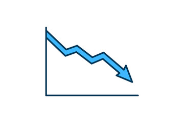 Poster - arrow chart down icon. Icon related to graph and seo . suitable for web site, app, user interfaces, printable etc. flat line icon style. simple vector design editable