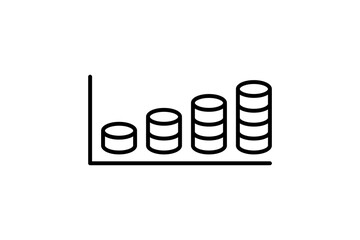 Poster - coin chart up icon. Icon related to graph and seo . suitable for web site, app, user interfaces, printable etc. line icon style. simple vector design editable