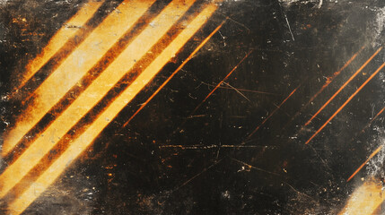 Aufkleber - Abstract dark background with streaks of warm golden-orange light creating dynamic movement and depth. The vintage, film-like texture includes visible scratches and smudges, with converging light patt