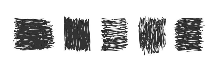 Poster - Set of black hand drawn scribbles stain. Abstract textured spots. Monochrome grunge ink pencil texture. element for highlight, graphic design, collage