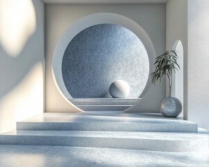 Poster - Modern interior with circular design and minimalist decor