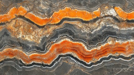 Poster - Abstract onyx marble slab texture, flowing orange and gray veins