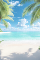 Wall Mural - A beautiful beach scene with palm trees and a blue ocean