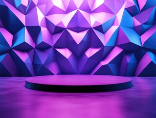 Poster - Creative stage design in vibrant purple indoor studio abstract art modern environment artistic viewpoint