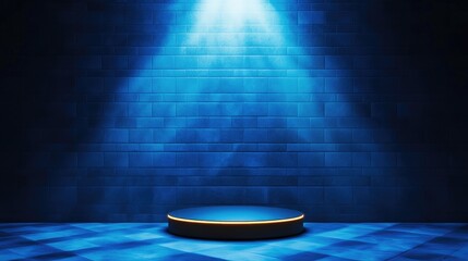 Poster - Illuminated stage setup for performances studio image of light effects dark environment low angle creative concept
