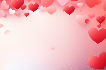 Poster - Red and pink hearts floating on a gradient background creating a romantic atmosphere