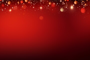 Poster - Christmas ornaments and shining stars falling on a festive red background create a magical holiday atmosphere