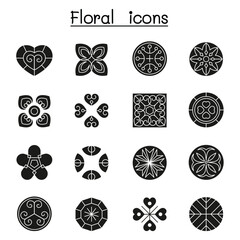 Wall Mural - Abstract Floral icon set in thin line style