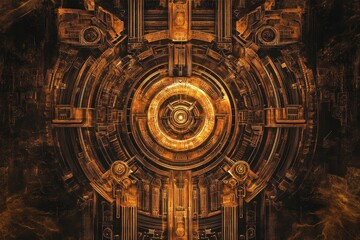 Poster - neural network forming ancient symbols .