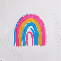 Wall Mural - A rainbow shape art pink and blue flat design simple line hand drawing on plain white background