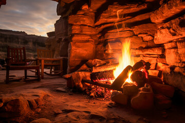 campfire warmth fills an underground tunnel as flickering flames illuminate the stony surroundings a