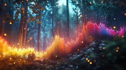 Poster - Dynamic Business Growth Chart with Vibrant Lighting Effects