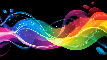 Wall Mural - colorful abstract waves with sparkling dust