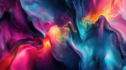 Poster - Abstract digital data visualization with vibrant colors and dynamic lines, representing growth and fluctuations in data analysis.