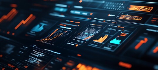Poster - A digital business interface with graphs and charts