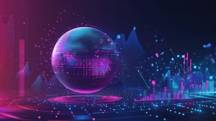Poster - Big data analysis. Web statistics automated report. Infographics visualization tool isolated flat design element. Business, analytics process, optimization. Vector isolated concept metaphor