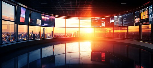Poster - A high-tech business environment with interactive displays