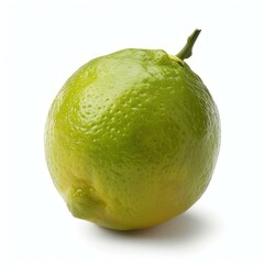 Poster - studio shot of a whole, fresh, green lime showing rind and stem, isolated on a white background