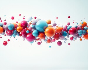 Aufkleber - Colorful spheres floating in a wave-like formation on a white background.