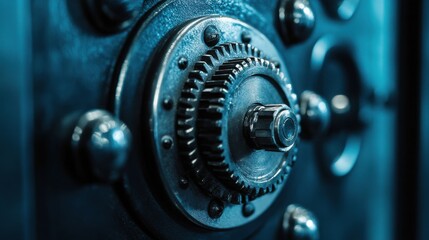 Aufkleber - A close-up of a metal safe rotary dial, symbolizing classic physical security