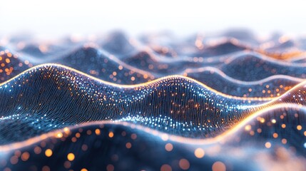 Poster - an abstract mesh of connected dots and lines on a clean white background, representing digital techn