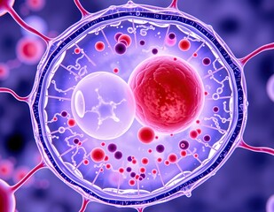 Poster - Microscopic view of cell undergoing division internal structures and organelles