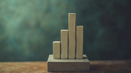 Poster - A clay-style bar graph emerging from a base, symbolizing financial analytics