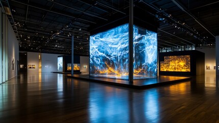 Poster - Interactive installation art at modern gallery immersive experience urban setting contemporary perspective for art lovers