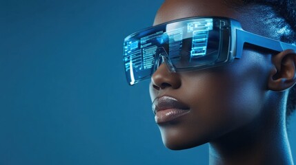 Aufkleber - A person wearing augmented reality glasses that display virtual security protocols