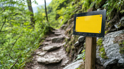 Poster - A warning sign near a steep hiking trail that says 
