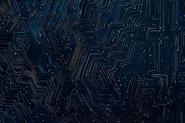 abstract close-up of a glowing blue digital circuit board, showcasing intricate connections and tech