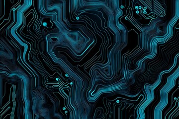 abstract close-up of a glowing blue digital circuit board, showcasing intricate connections and tech