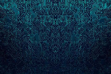 abstract close-up of a glowing blue digital circuit board, showcasing intricate connections and tech