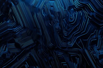 abstract close-up of a glowing blue digital circuit board, showcasing intricate connections and tech
