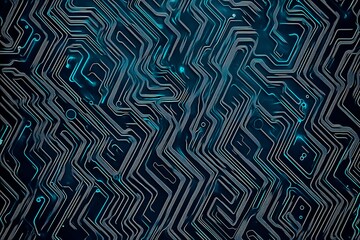 abstract close-up of a glowing blue digital circuit board, showcasing intricate connections and tech