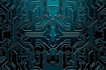 abstract close-up of a glowing blue digital circuit board, showcasing intricate connections and tech