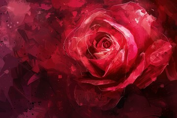 Wall Mural - Red rose painting symbolizing love, romance, and passion, perfect for valentine's day or any romantic occasion