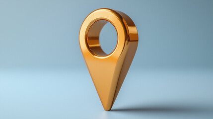 Poster - Gold location pin map marker. Golden location pin 3d render. Location pin is on light background