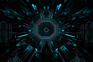 abstract close-up of a glowing blue digital circuit board, showcasing intricate connections and tech