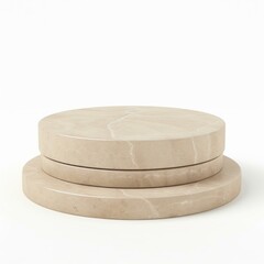 Poster - Two beige marble podiums creating an elegant and minimalist showcase for products