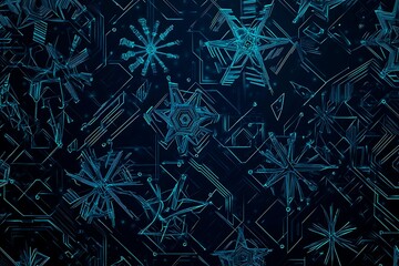 abstract close-up of a glowing blue digital circuit board, showcasing intricate connections and tech