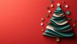 © Moonroad - A festive, colorful paper Christmas tree adorned with stars, set against a vibrant red background.