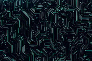 abstract close-up of a glowing blue digital circuit board, showcasing intricate connections and tech