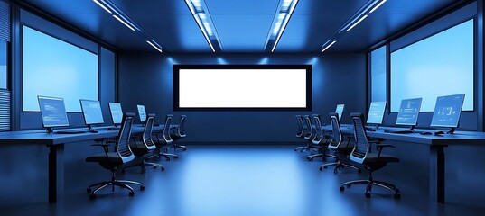 Poster - A high-tech office with a focus on digital displays
