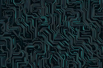 abstract close-up of a glowing blue digital circuit board, showcasing intricate connections and tech