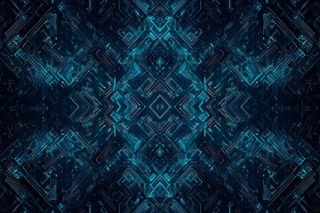 abstract close-up of a glowing blue digital circuit board, showcasing intricate connections and tech