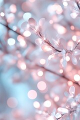 Poster - soft-focus circular bokeh lights in shades of blue and pink fill the background, evoking a serene am