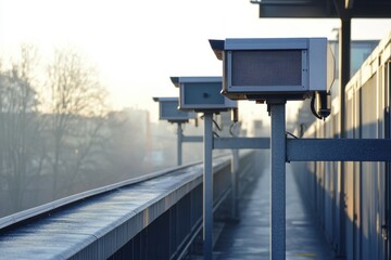 Poster - High-tech sensors embedded in urban infrastructure for monitoring air quality and noise levels .